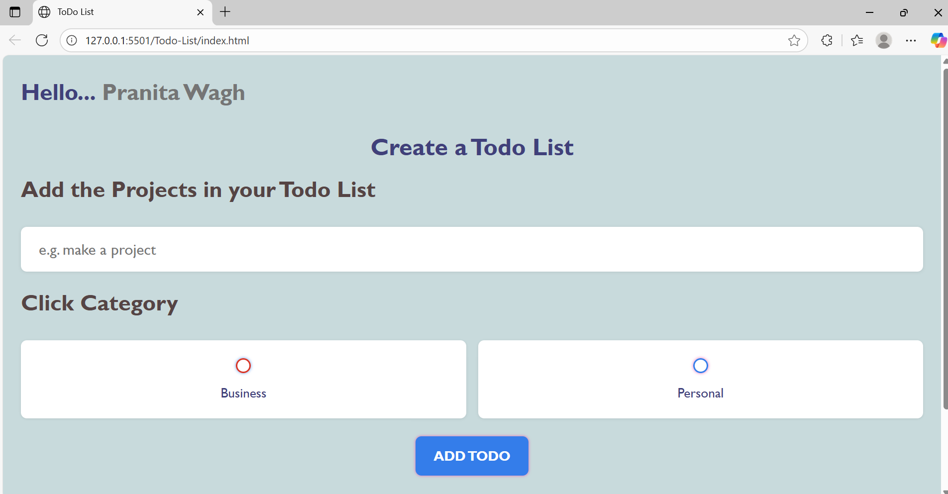 Screenshot of Todo List